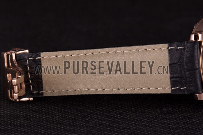 Cartier Moonphase Rose Gold Watch with Black Leather Band ct251 621370