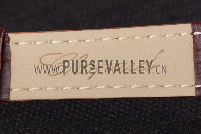 Chopard Luxury Silver Bezel with White Dial and Brown Leather Strap 621546