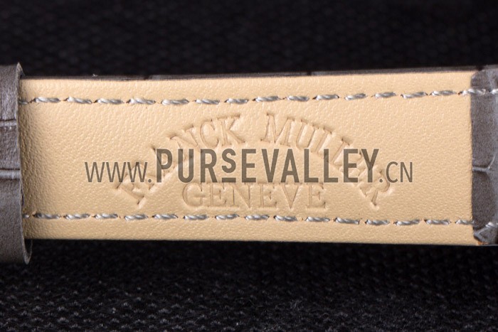 Franck Muller Heart Diamond Gold Bezel Grey Leather Band 621591