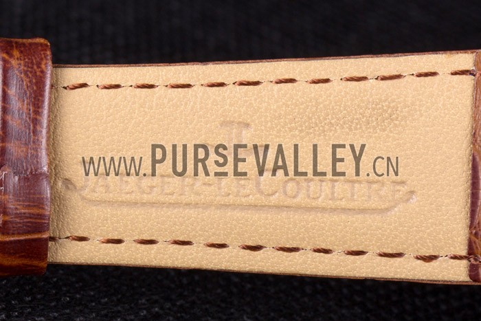 Jaeger Lecoultre Master Gold Bezel Brown Leather Band 621611