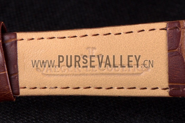 Jaeger Lecoultre Master Chronograph Silver Bezel Brown Leather Band 621612