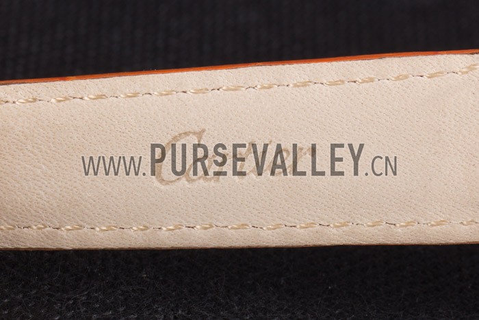 Cartier Ballon Bleu Silver Bezel with White Dial and Orange Leather Band 621550