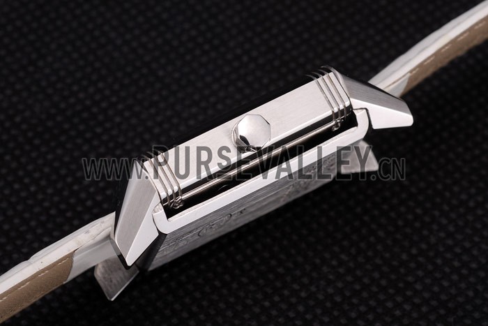 Jaeger le Coultre Reverso Squadro Lady White Leather Strap Pearl Dial 41970