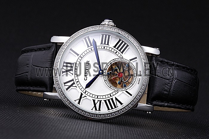 Cartier Rotonde Flying Tourbillon Diamonds White Dial 621954
