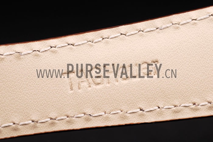 Tag Heuer Monaco Brushed Stainless Steel Case White Dial Brown Leather Strap 98173