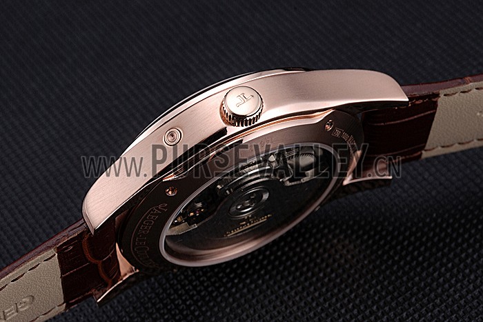 Jaeger LeCoultre Master White Dial Brown Leather Band Rose Gold Bezel 622080