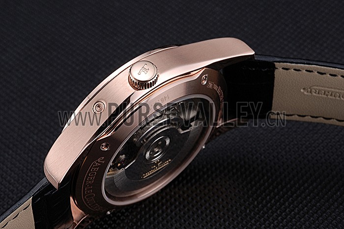 Jaeger LeCoultre Master Black Dial Black Leather Band Stainless Steel Bezel 622081