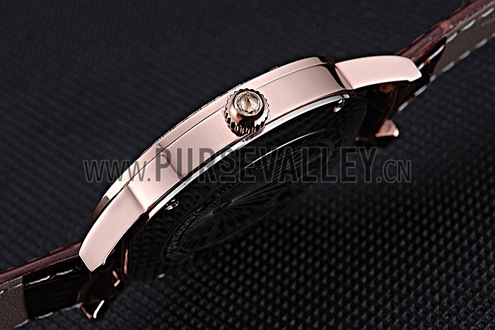 Jaeger LeCoultre Rendez-Vous Brown Dial Brown Leather Strap Rose Gold Diamond Bezel 622084