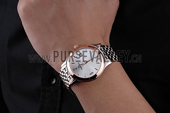 Jaeger LeCoultre Master White Dial Rose Gold Bezel Two Tone Band 622090