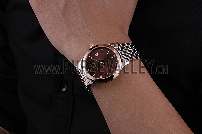 Jaeger LeCoultre Master Brown Dial Rose Gold Bezel Two Tone Band 622091