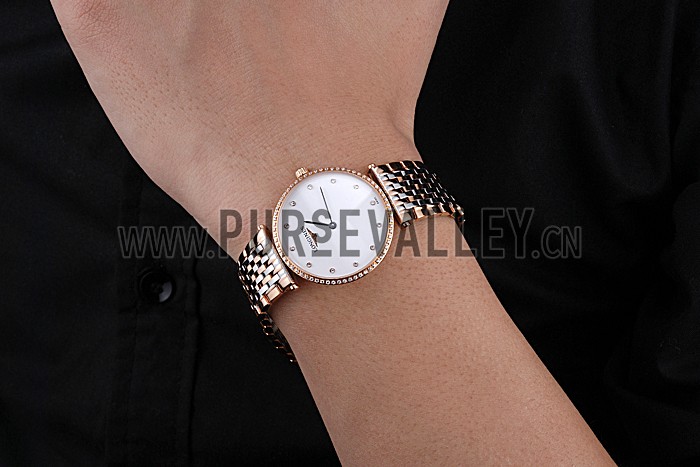 Longines La Grande Classique Rose Gold White Dial Diamond Bezel Homme 622105