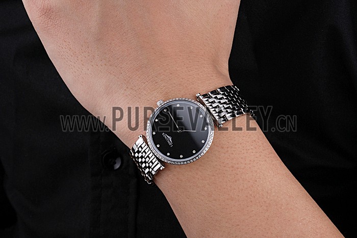 Longines La Grande Classique Stainless Steel Black Dial Diamond Bezel Homme 622107