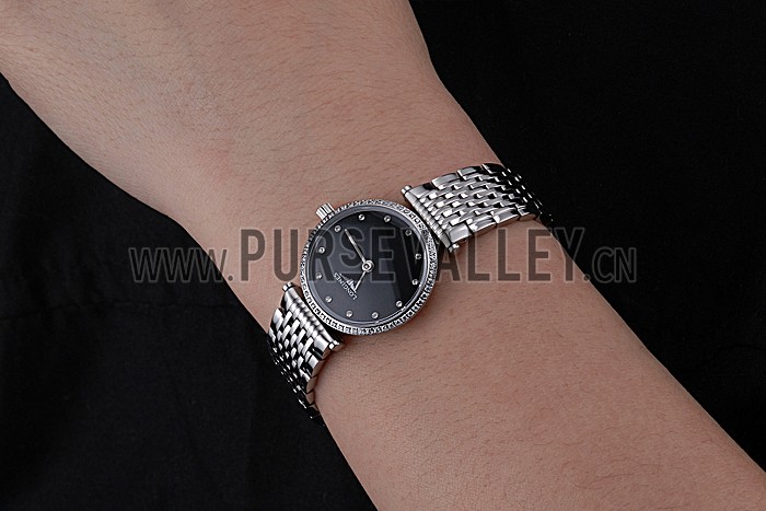 Longines La Grande Classique Stainless Steel Black Dial Diamond Bezel Femme 622108