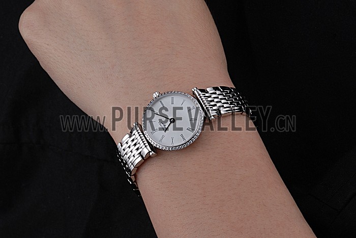 Longines La Grande Classique Stainless Steel White Dial Diamond Bezel Femme 622110