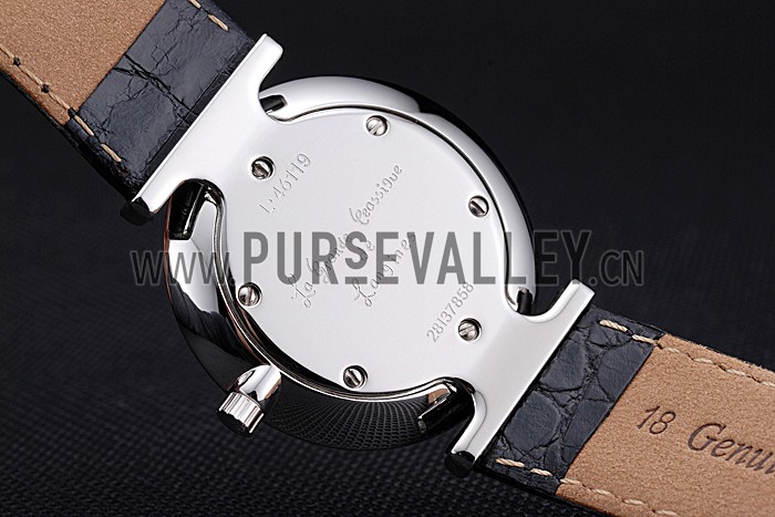 Longines La Grande Classique Black Dial Black Leather Band Diamond Markers Homme 622129