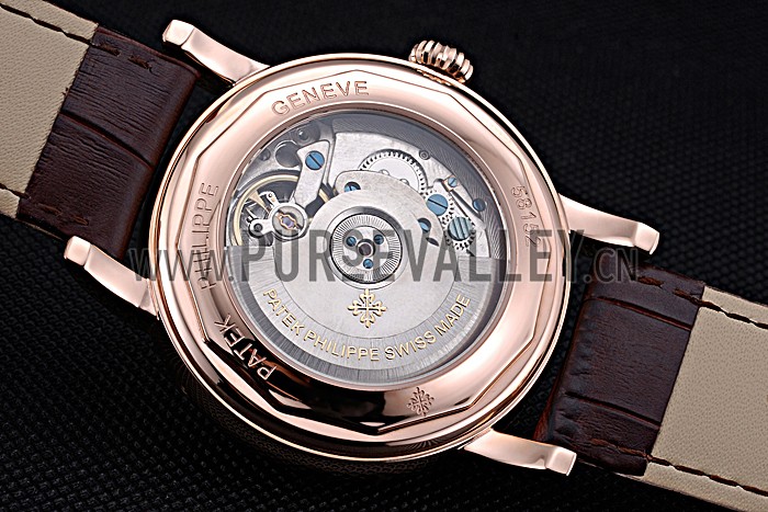 Patek Philippe Geneve Grand Complications Rose Dial Tourbillon Brown Leather Band 622158