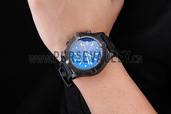 Breitling Avenger Seawolf Ion Plated Steinless Steel Case Black Dial Rubber Bracelet 622240
