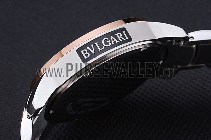 Bvlgari Bvlgari 42mm White Dial Stainless Steel Case Rose Gold Bezel Two Tone Bracelet