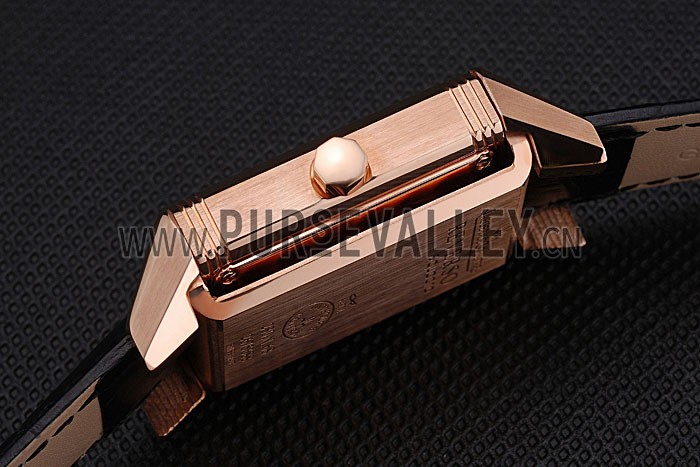 Jaeger le Coultre Reverso Squadro Lady Black Leather Strap Pearl Dial 41966