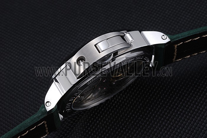 Panerai Luminor Marina Polished Stainless Steel Bezel Green Leather Bracelet 622310