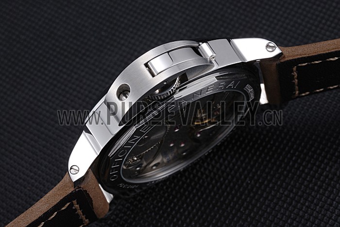 Panerai Luminor Marina Stainless Steel Bezel Khaki Leather Bracelet 622311