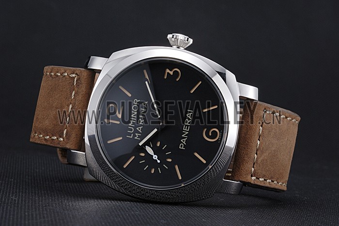 Panerai Luminor Marina Stainless Steel Bezel Khaki Leather Bracelet 622322