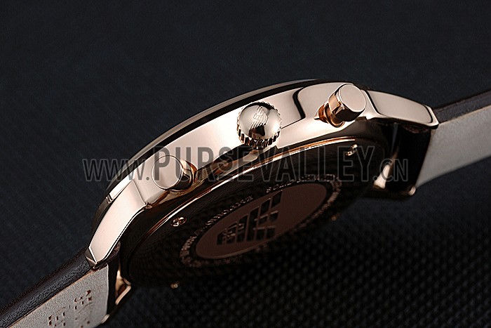 Emporio Armani Classic Chronograph Black Dial Rose Gold Case Black Leather Bracelet 622333