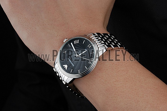 Emporio Armani Classic Black Dial Stainless Steel Bracelet 622334