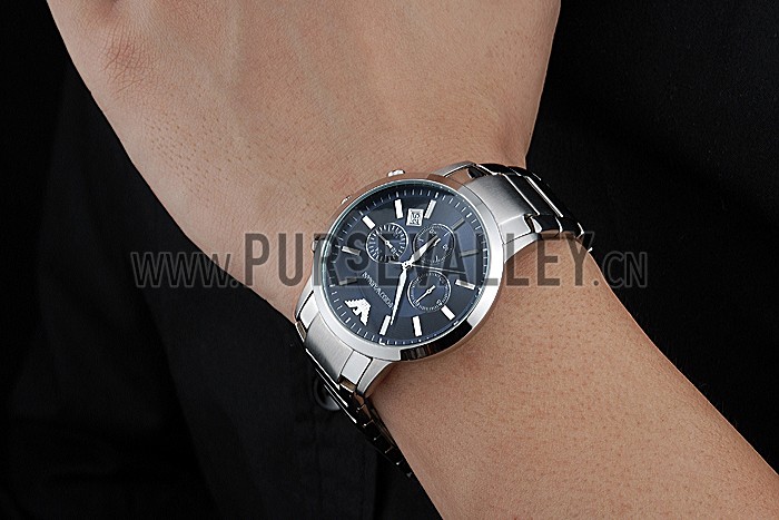 Emporio Armani Classic Chronograph Dark Blue Dial Stainless Steel Bracelet 622338