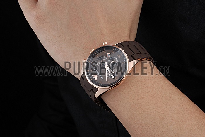 Emporio Armani Sportivo Chronograph Brown Dial Gold Case Brown Bracelet 622346