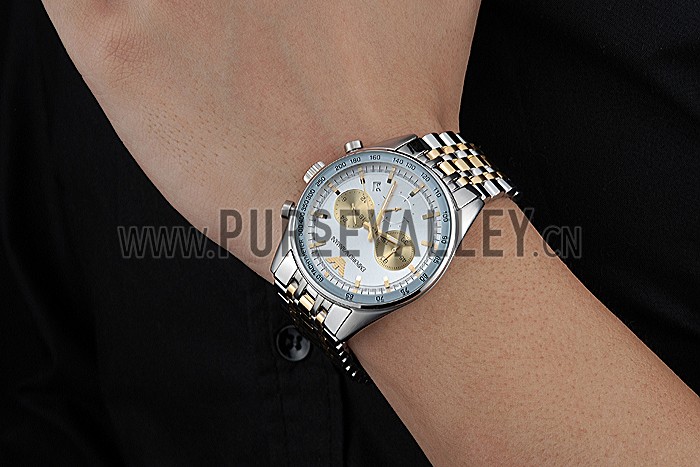 Emporio Armani Sportivo Chronograph Silver Dial Two Tone Stainless Steel Bracelet 622350