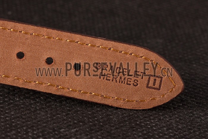 Hermes Classic MOP Dial Brown Leather Bracelet 801389