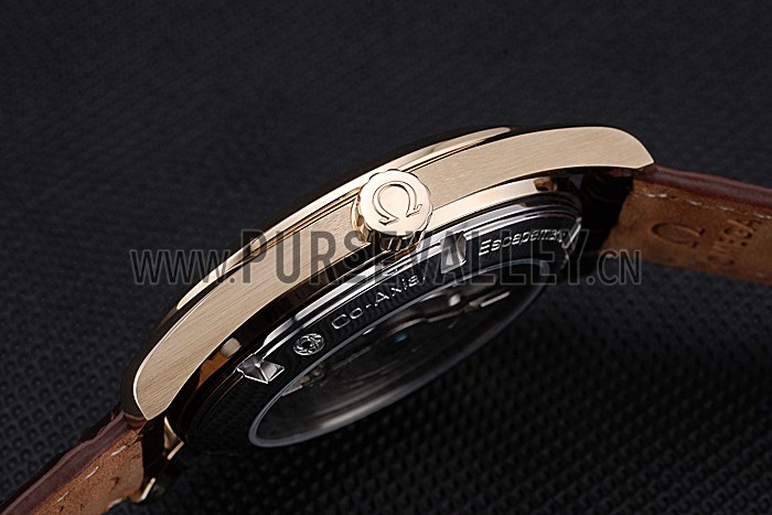 Omega Seamaster Planet Ocean GMT White Dial Gold Case Brown Leather Band 622399