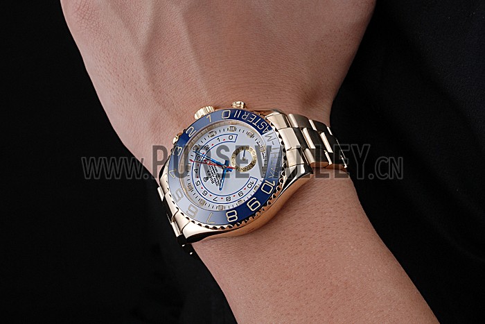 Rolex Yachtmaster II White Dial Blue Bezel Gold Bracelet 622271