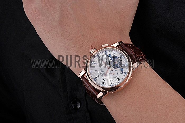 Patek Philippe Grand Complications Gold Case White Dial Roman Numerals Brown Leather Bracelet 622253