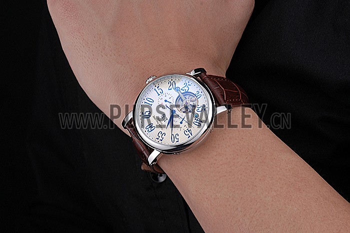 Patek Philippe Grand Complications Stainless Steel Case White Dial Roman Numerals Brown Leather Bracelet 622257