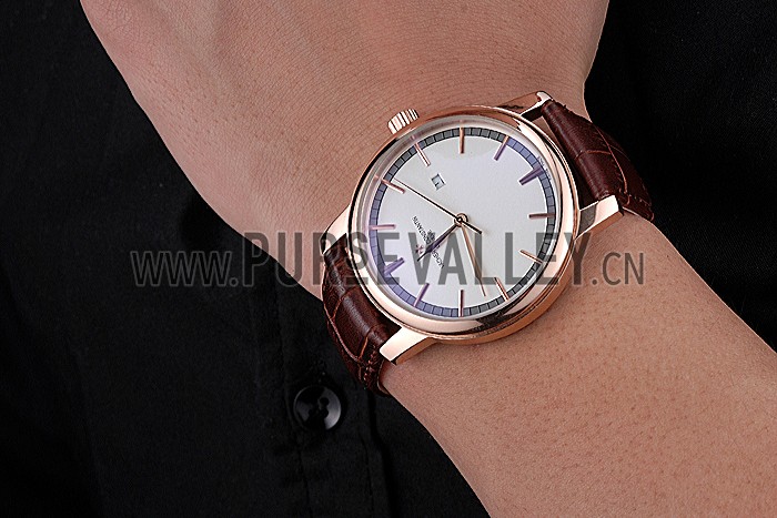 Vacheron Constantin Patrimony Contemporary Gold Case White Dial Brown Leather Strap 622307