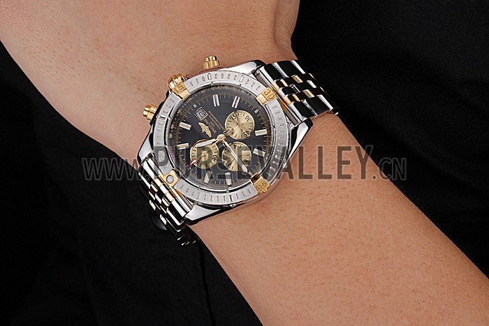 Breitling Chronomat Black Dial Stainless Steel And Gold Bracelet 622429