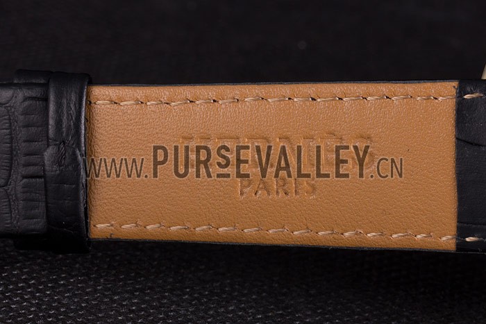 Hermes Classic Croco Leather Strap Silver Dial 801401