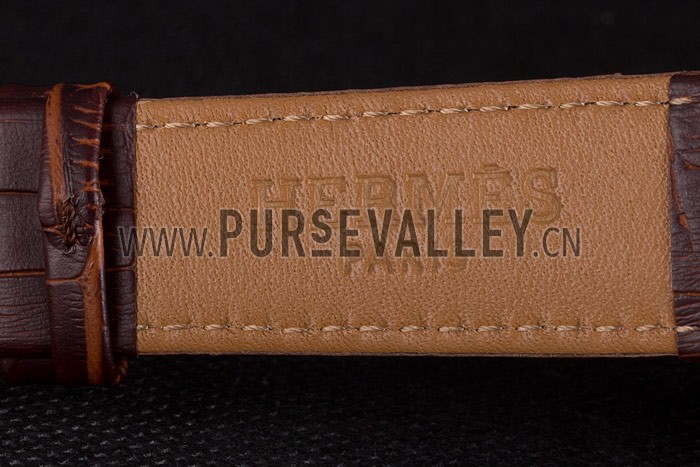 Hermes Classic Croco Leather Strap Multicolor Patterned Logo Dial 801402