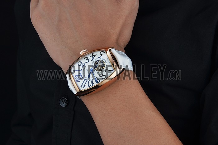 Franck Muller Casablanca White Croco Leather Strap White Dial 80283
