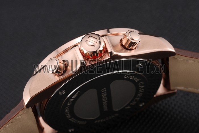 Tag Heuer Carrera Rose Gold Case White Dial Brown Leather Strap 98245