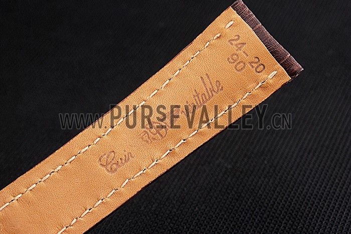 Breitling Brown Leather White Stitching Bracelet 622604