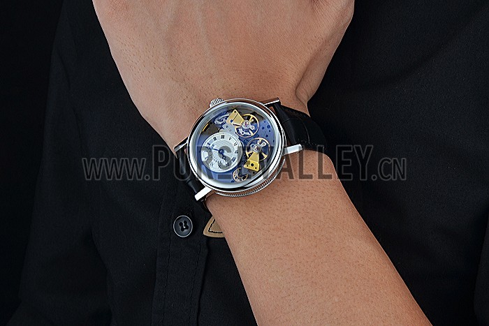 Breguet Duo Tourbillon Silver Case White Dial Black Leather Bracelet 622622