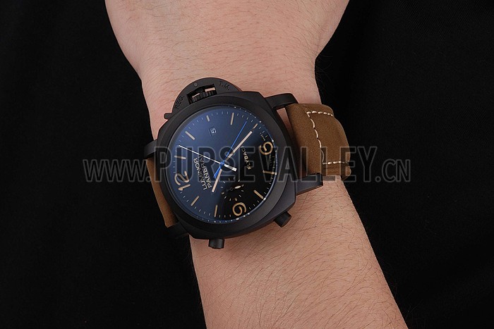 Panerai Luminor 1950 3 Days Chrono Flyback Black Dial Black Case Brown Leather Strap