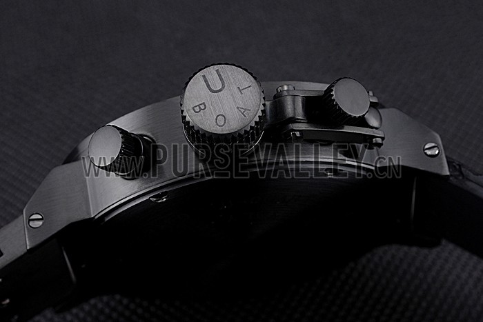 U-Boat Flightdeck Black Dial Black Steel Case Black Rubber Bracelet 622713