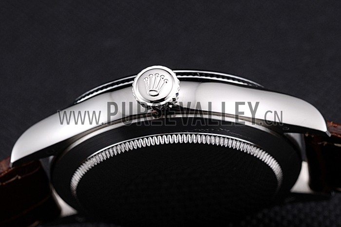 Rolex Cellini White Dial Stainless Steel Case Brown Leather Bracelet 622723