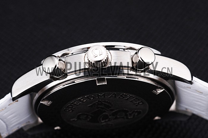 Omega Speedmaster Chronograph White Dial White Leather Bracelet 622452