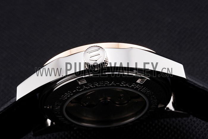 Tag Heuer Carerra Calibre 6 Black Dial Rose Gold Black Leather Band 622163