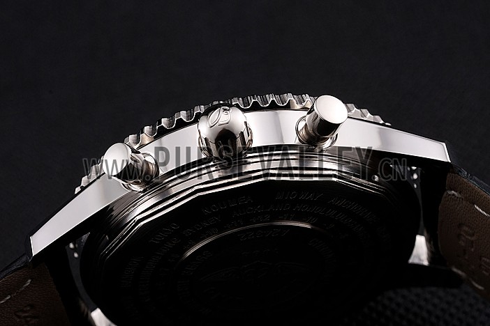 Breitling Certifie Black Leather Strap Black Dial Chronograph 80176